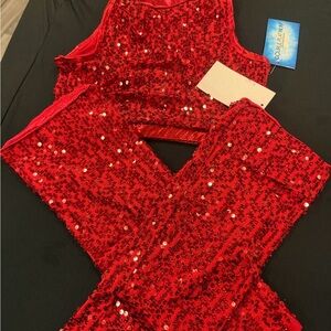 Red Sequin Two-Piece Set